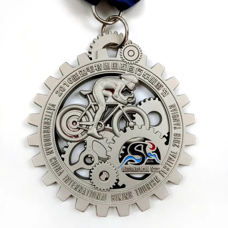 Custom Hollow Out Cycling Medal with Matt Nickel Plating
