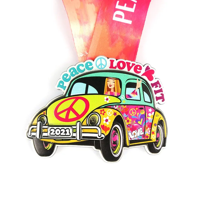 3D UV Printed Peace Love Fit Medal