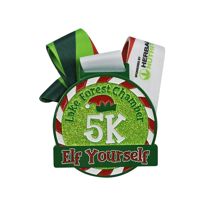 Christmas 5K Running Glitter Medal